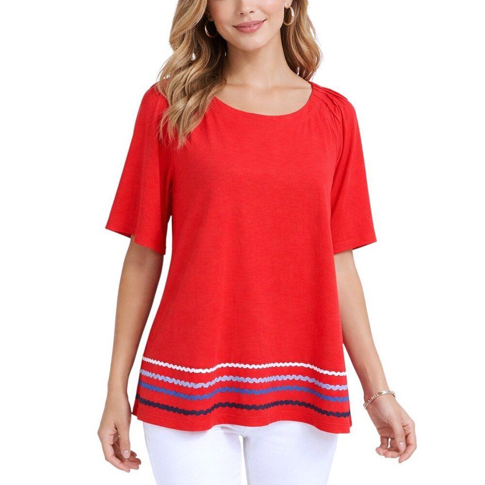 Talbot's Red Tunic Tee Size Medium Short Sleeve NWOT